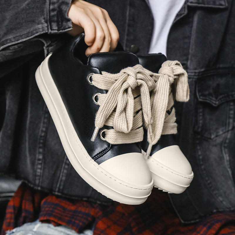 面包鞋男鞋子ins欧美贝壳鞋美式潮牌休闲百搭黑色小众厚底滑板鞋