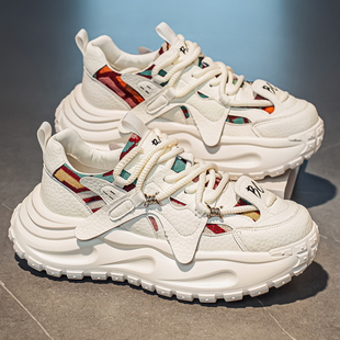 潮牌时尚厚底老爹鞋男士2026春款青年超火ins轻便软底运动休闲鞋
