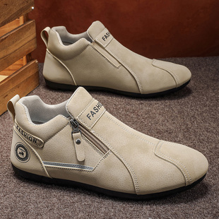 男鞋春夏防滑软底透气皮面休闲百搭阿甘板鞋男士跑步轻便运动潮鞋