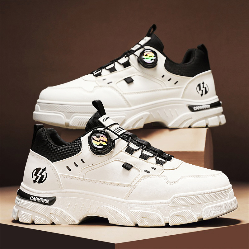 旋转纽扣男鞋秋季防水滑运