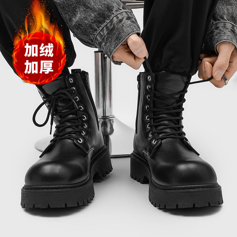 英伦风厚底马丁靴男高帮机车鞋