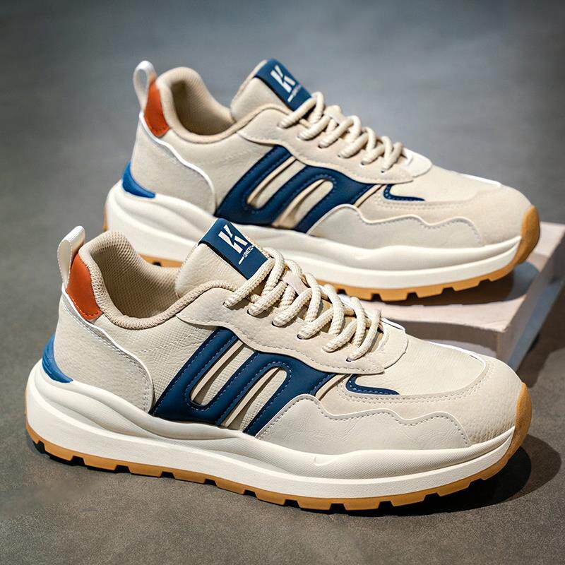 运动鞋男款秋季2025新款皮面防水跑步鞋防滑耐磨青少年潮牌老爹鞋