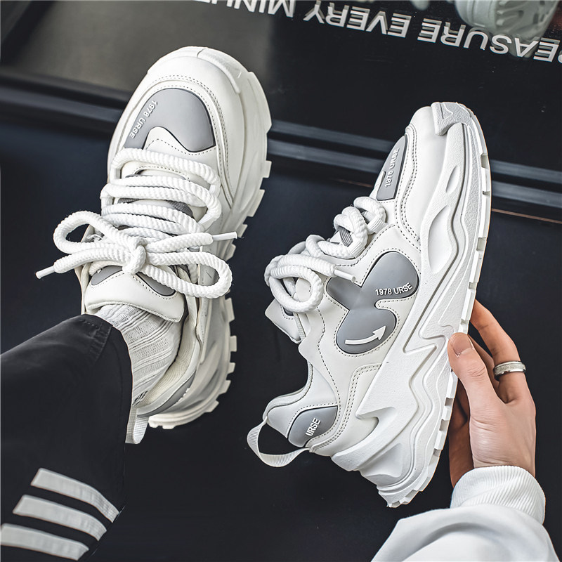 男鞋秋季2025新款青少年厚底增高运动鞋男款白色潮牌面包老爹鞋子
