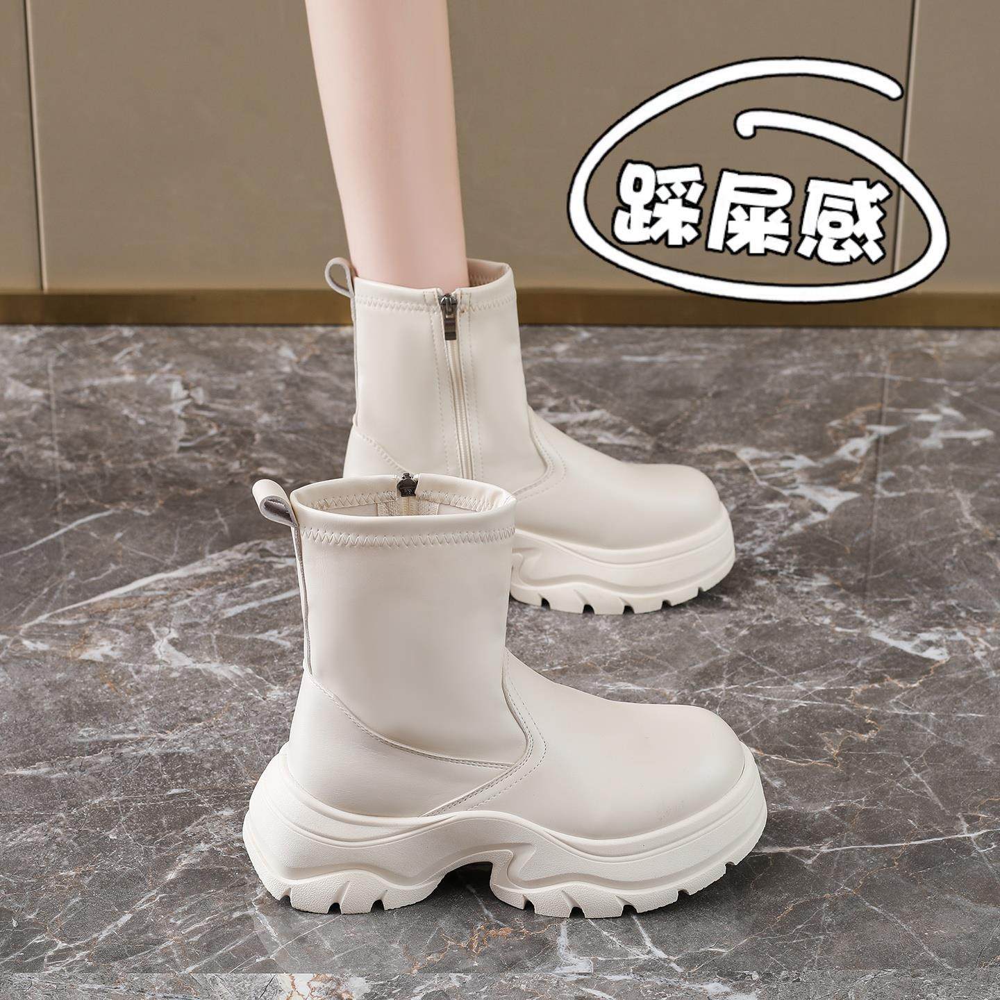 白色显瘦马丁靴女2025新款