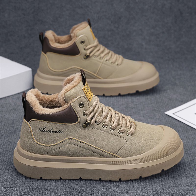 雪地靴男鞋2025新款冬季加绒加厚休闲棉鞋男款高帮马丁靴子男黑色