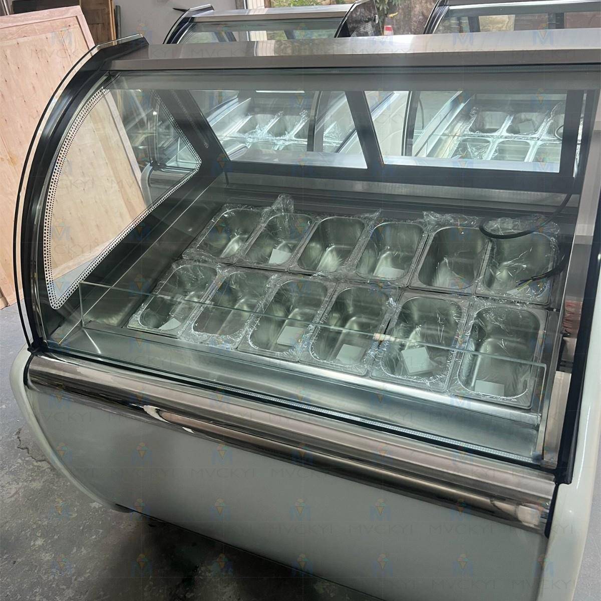 16盘自动除霜冰激凌冷藏展示柜220VGelatoDisplayFreezer