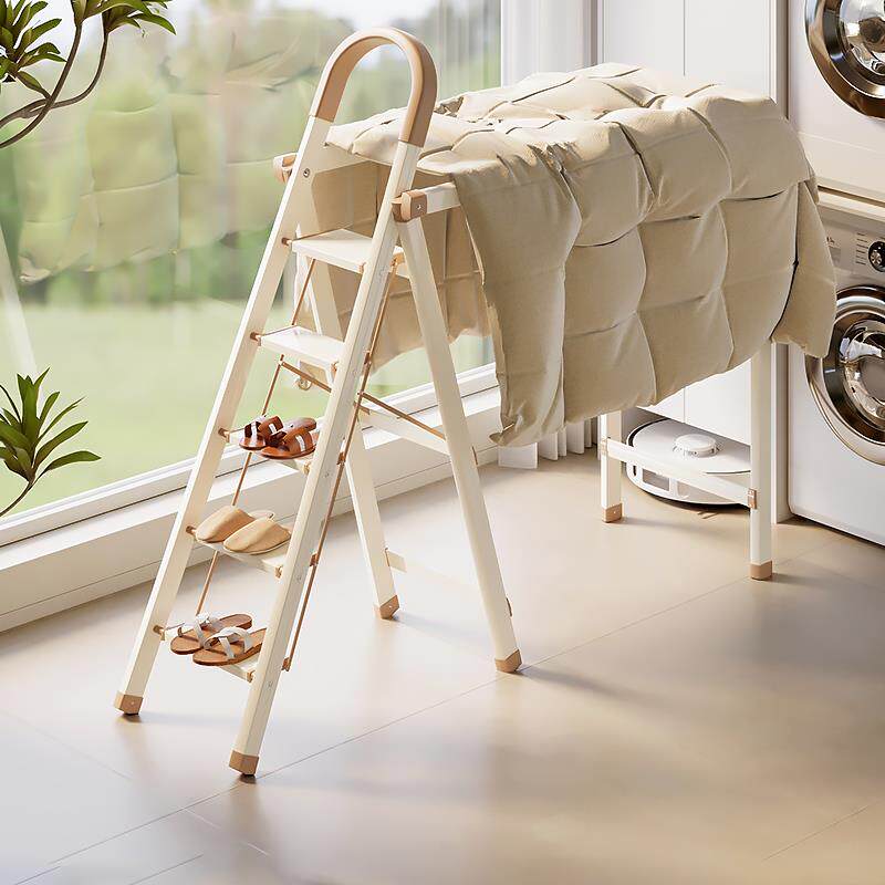 格美居梯子家用折叠晾衣架两用室内多功能伸缩人字梯加厚铝合金梯