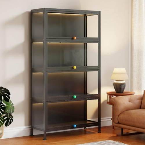 模型摆件防尘钢制陈列柜手办展示柜储物柜铁皮收纳柜子柜玻璃门痛