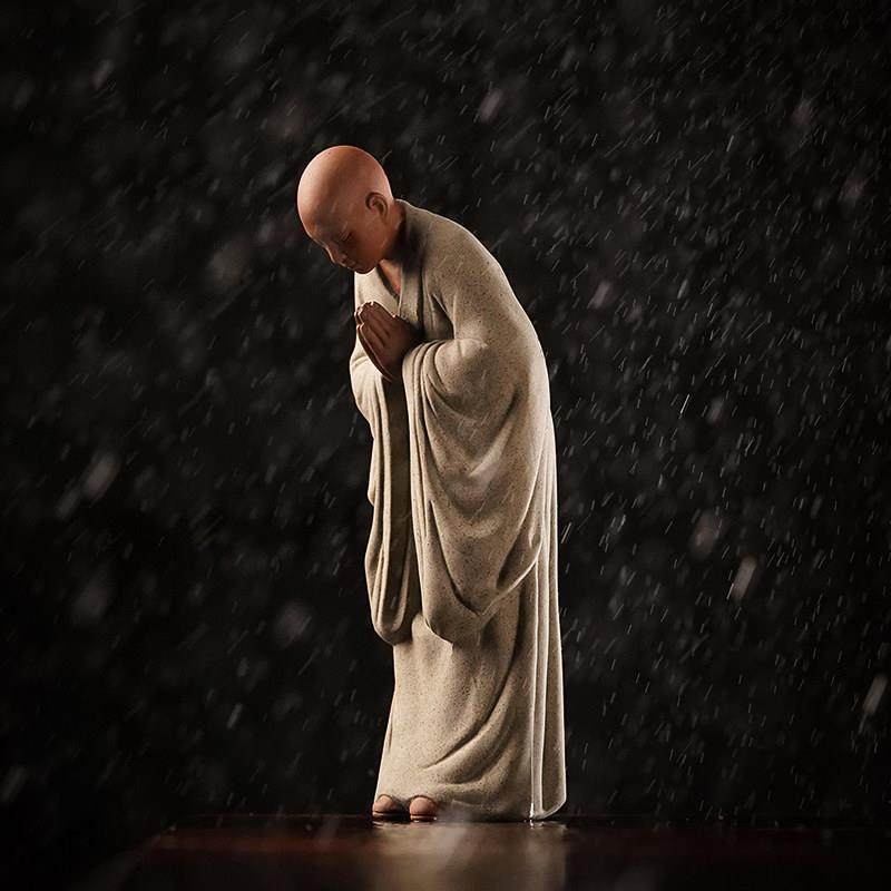 中式创意紫砂小和尚摆件禅意家居佛系装饰陶瓷工艺品茶室桌面摆设