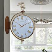 现代轻奢双面挂钟客厅创意静音两面钟表家用餐厅挂墙石英钟装 饰表