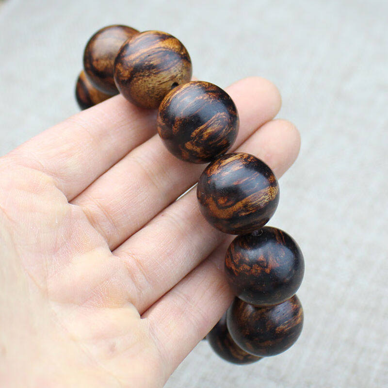 极速天然寮国越南黄l花梨手串20原木料瘤疤文玩男士佛珠手錬小孔