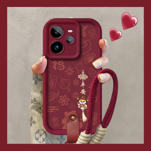 适用realme真我GT7Pro手机壳红色GT5Pro新款平安喜乐GTNeo6SE专用Neo3液态硅胶套Neo2防摔软壳GT2情侣款