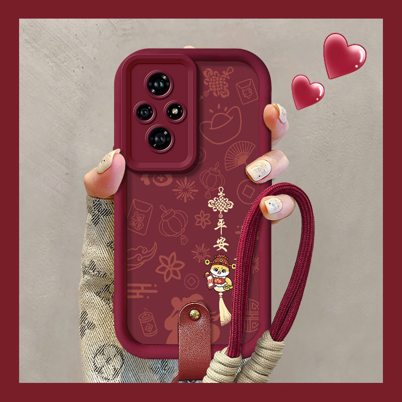 适用荣耀200新款手机壳荣耀100Pro红色创意90GT平安喜乐80SE专用80Pro直屏版液态硅胶套70秋冬高级感60防摔