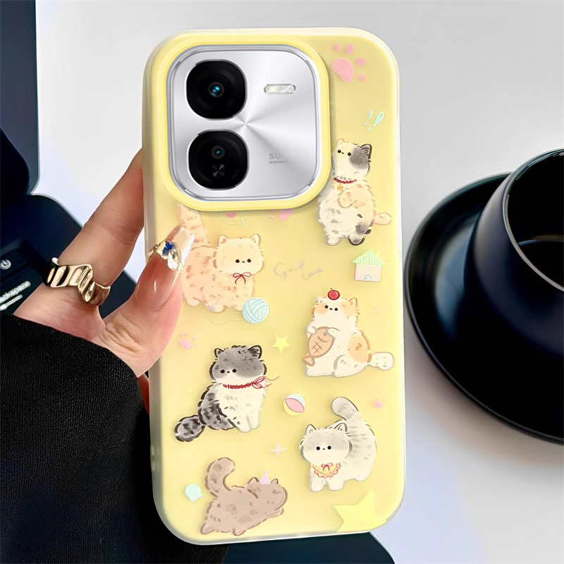 适用iQOOZ系列可爱奶黄猫咪外壳