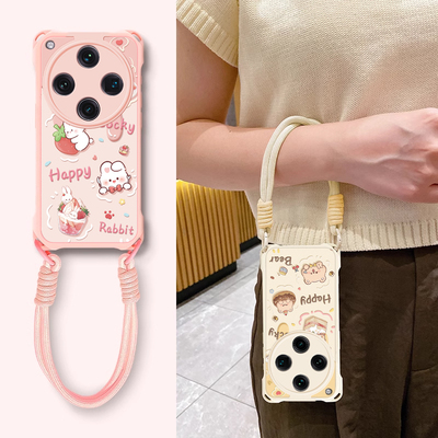 适用OPPO新款轻奢高级四角挂绳壳