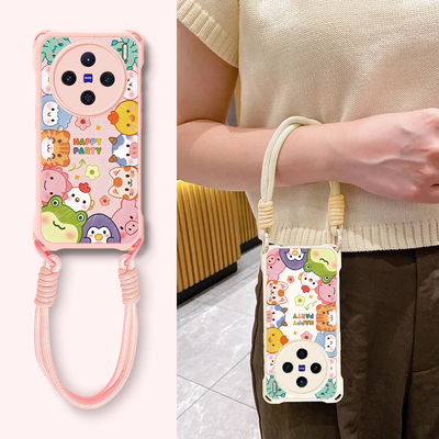 适用vivo新款网红爆款四角挂绳壳