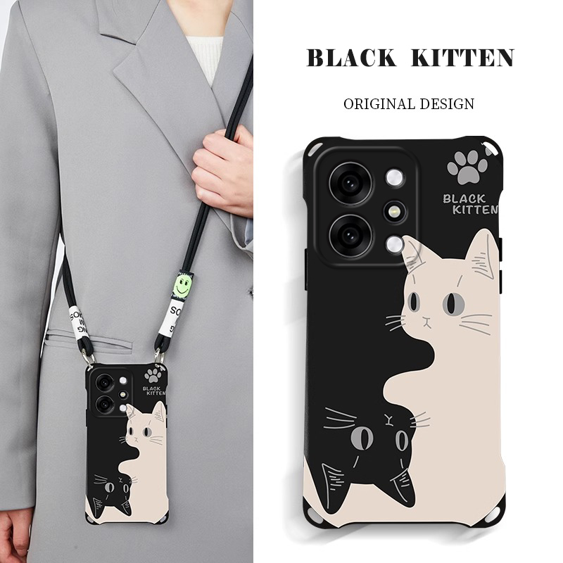 适用OPPOReno14手机壳旋转猫咪Reno14Pro女新款13个性创意12时尚爆款11全包防摔10Pro+高级感Reno9带挂绳软壳