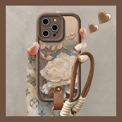 适用苹果16promax手机壳新款iphone15pro硅胶14望舒金莲13可爱女网红12秋冬11挂绳xsmax高级8plus镜头7p全包