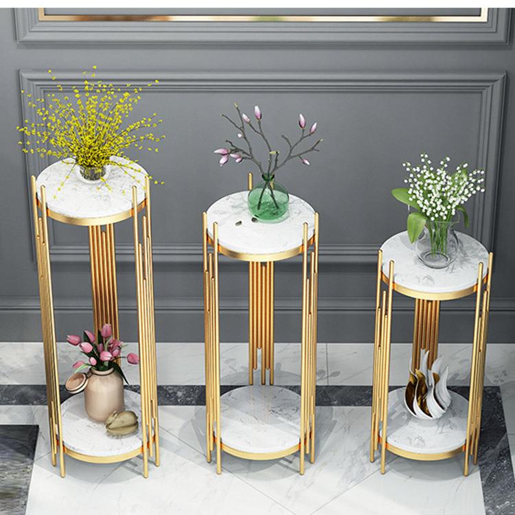 客厅置物架边几角几不锈钢装饰展示简约落地式高低多层花架