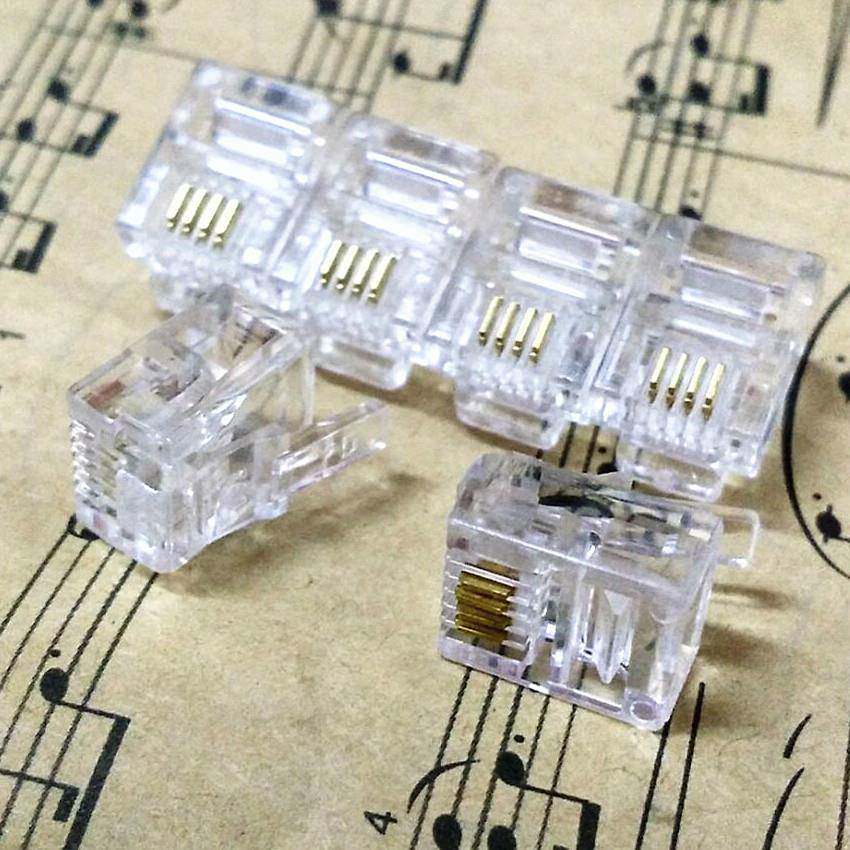 直销4芯电话水晶头RJ11四芯水晶头6P4C电话线4芯电话头1000个