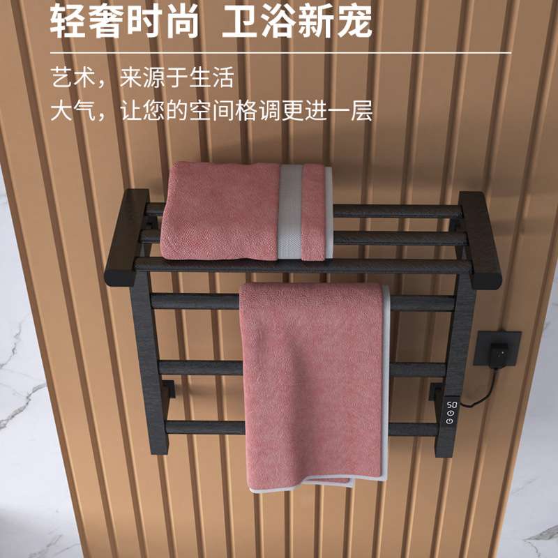 智能电热毛巾架浴室卫生间免打孔双层烘干恒温浴巾衣物烘干架