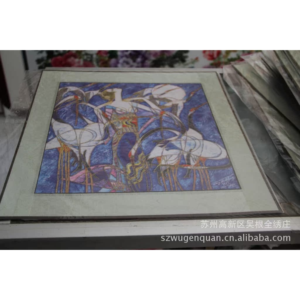 苏绣客厅书房办公室装饰画苏州手工刺绣软裱画山水花卉系列图片