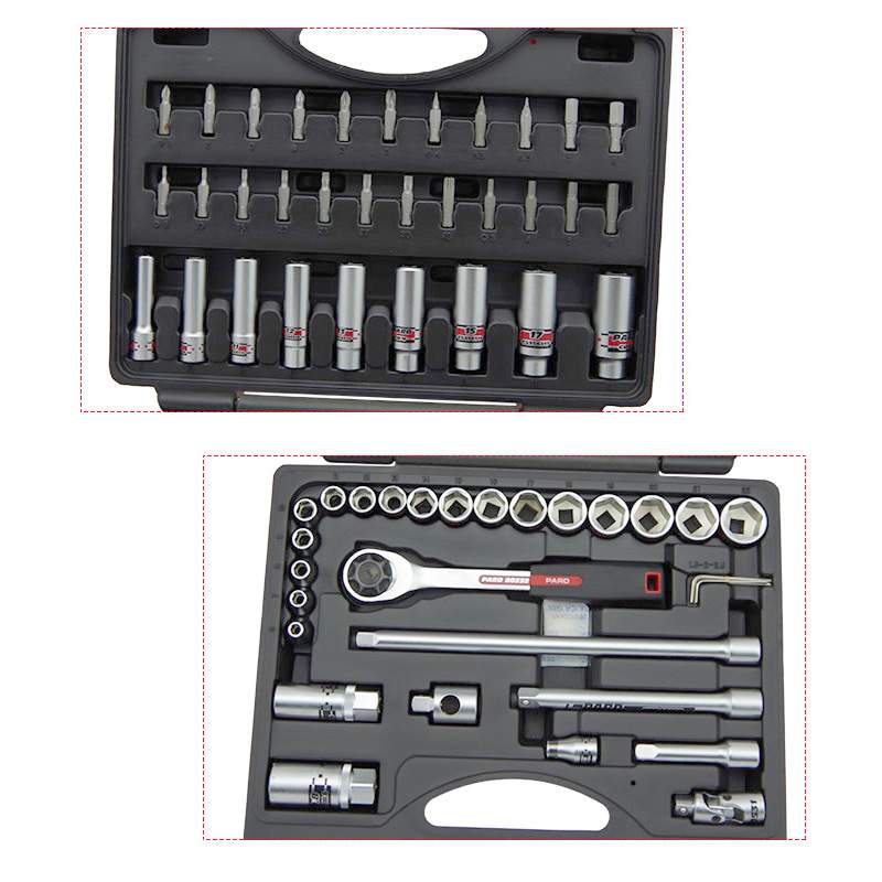 PARD 62pcs 3/8 棘轮扳手 套筒 组合套装 转接头 延长杆 万向接头