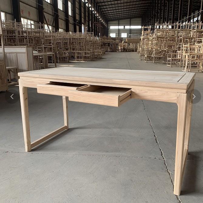 实木书桌写字台学习桌新中式画案白坯白胚茬新中式工厂北榆木