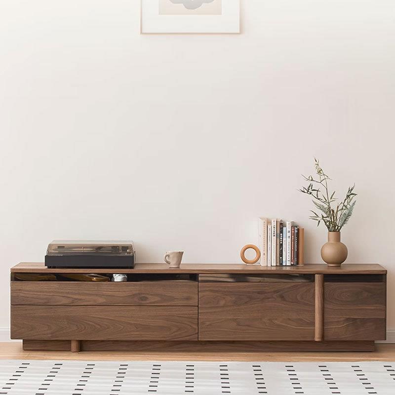 北欧实木黑胡桃木电视柜现代简约家用客厅家具小户型落地茶几组合