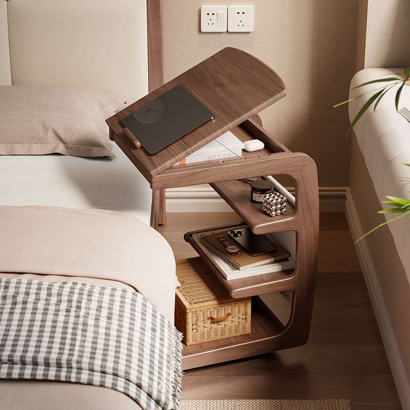 掘素实木床头柜卧室边几可移动床头置物架小型家用极窄床边桌子