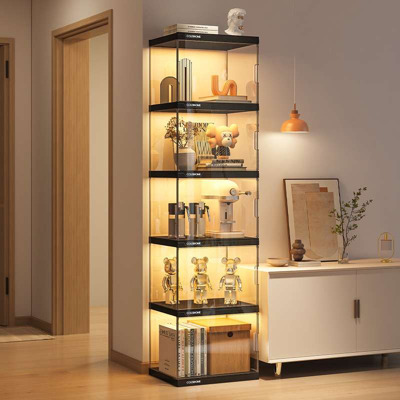 书架落地置物架客厅收纳柜子带柜门儿童透明展示简易防尘家用书柜