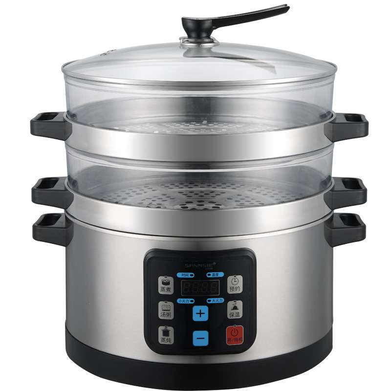 山姆斯商用透明电蒸锅多功能多层不锈钢电蒸笼可定时预约保温