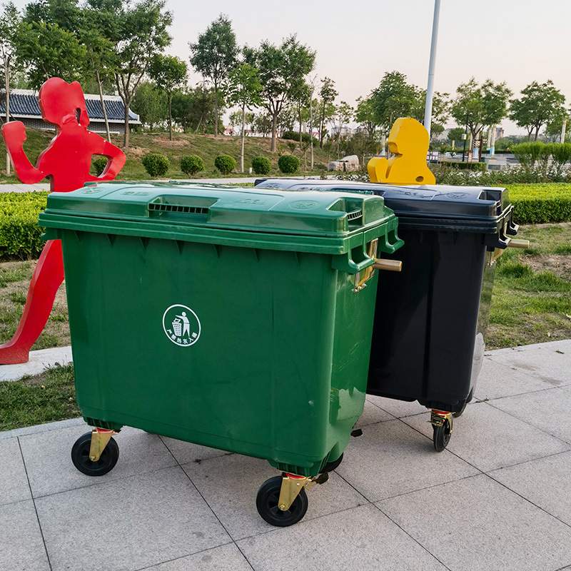 660l环卫垃圾桶大号塑料手推垃圾车户外加厚可移动垃圾箱
