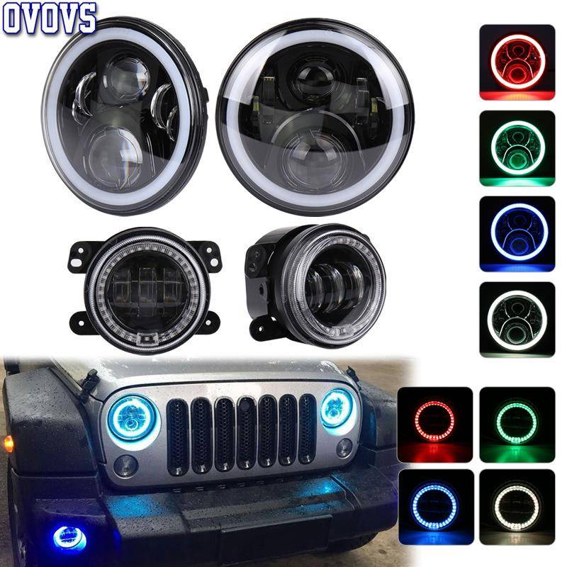 牧马人改装LED大灯4寸雾灯无线控制7寸rgb2+2套装汽车灯现货