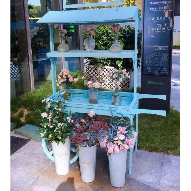 售货车商场花车手推车花园橱窗置物架展示花架做旧鲜花摆件装饰