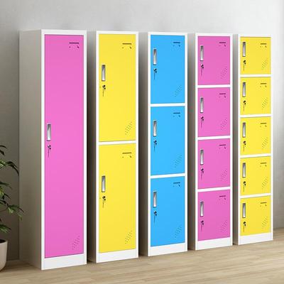 彩色更衣柜单门铁皮柜储物柜带锁员工柜子健身房浴室寄存柜存包柜