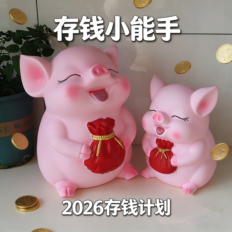 网红福袋小猪存钱罐2026新款只进不出加大号超大容量不怕摔储钱罐