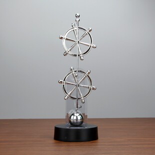 高档双轮永动仪牛顿摆大型电磁力摆旋转摇摆器混沌摆科教用具摆件