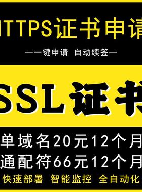 SSL证书通配符SSL认证申请HTTPS小程序多域名泛解析ip证书