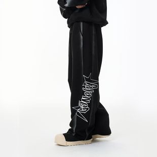 街头喷绘印花宽松阔腿裤 美式 2025秋冬新品 boxy空气层潮牌弯刀卫裤