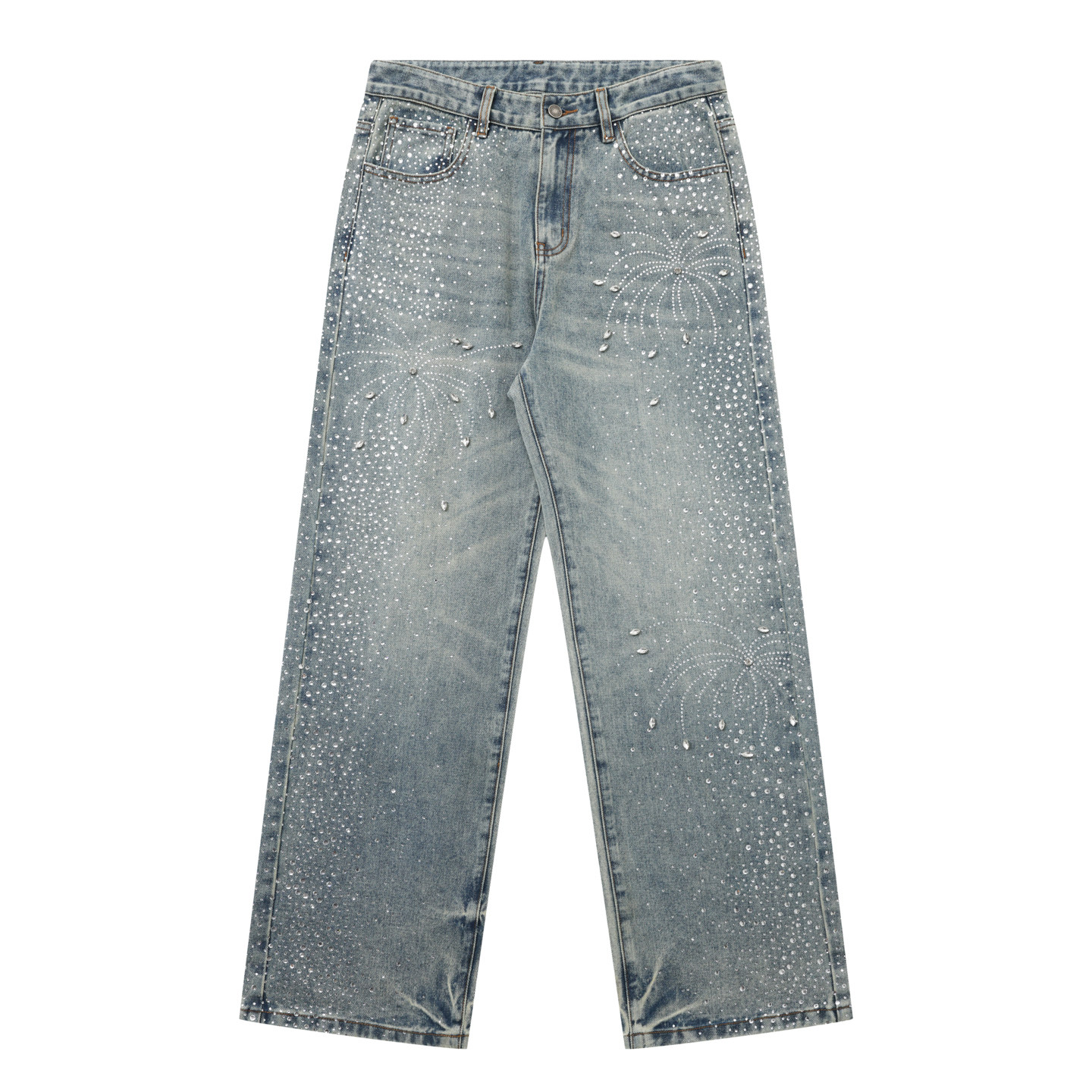 【流光风烫钻】牛仔裤男女款宽松直筒裤潮流时尚休闲轻奢痞帅男装,男装,牛仔裤,淘宝优惠券,粉丝福利购,淘宝优惠卷