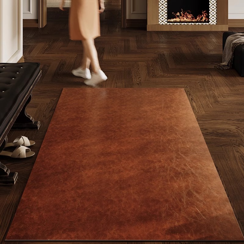 皮革入户门地垫免洗高端耐脏玄关家用进门口脚垫子复古老钱风地毯