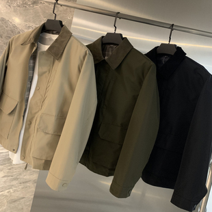 U+同源！情侣款！秋季水洗粗纱卡美式宽松工装翻领夹克外套