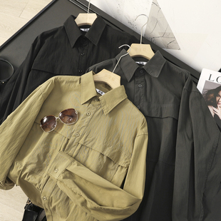日单!秋冬新款男女同款工装宽松长袖衬衫休闲衬衣外套480652