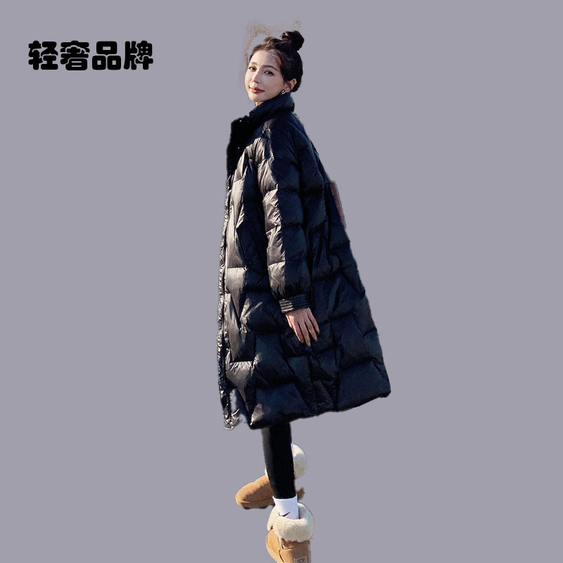 朗姿约定黑色羽绒服女冬季2026新款轻薄立领休闲中长款韩版小个子