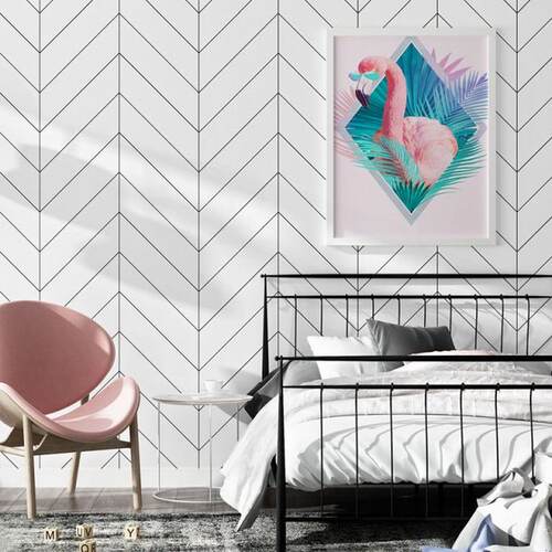 极速Decoration Malison Nordic Black White Stripes Wall Paper