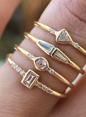 极速4 pcs/sget Geometric Gold Color Combination Round Zircon