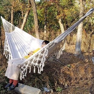 极速New Canvas Hammock sSwing Outdoor Camping Trip White Tas