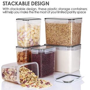 极速6Pcs/Set Transparent Airtight Pantry Pasta Box WMultigra