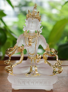 新品禅悦佛艺古法琉璃金刚萨埵贴金佛像家居供Q奉家用桌面摆件日